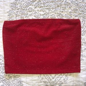 Sparkly red tube top